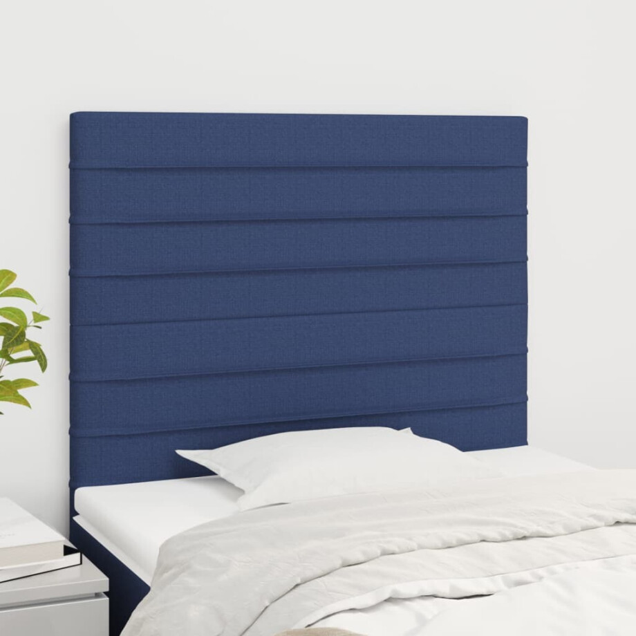 vidaXL Hoofdbord blauw 90x5x118/128 cm stof afbeelding 1