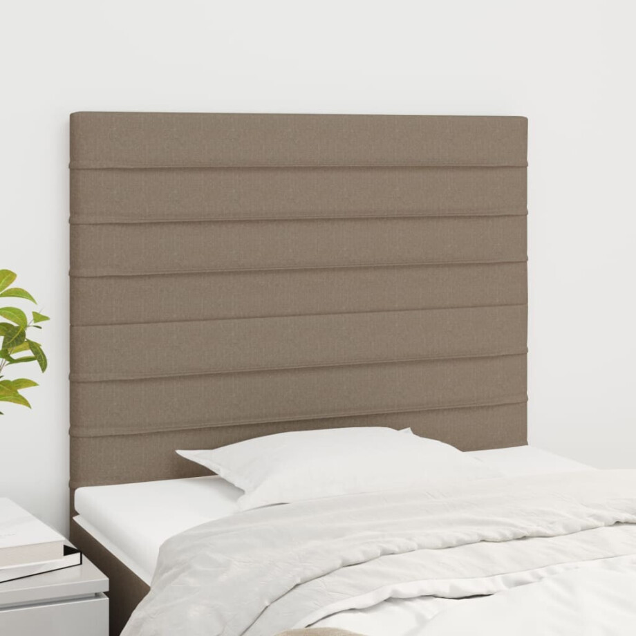 vidaXL Hoofdbord taupe 100x5x118/128 cm Stof afbeelding 1