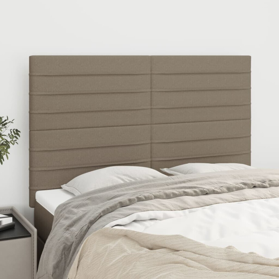 vidaXL Hoofdbord taupe 144x5x118/128 cm Stof afbeelding 1