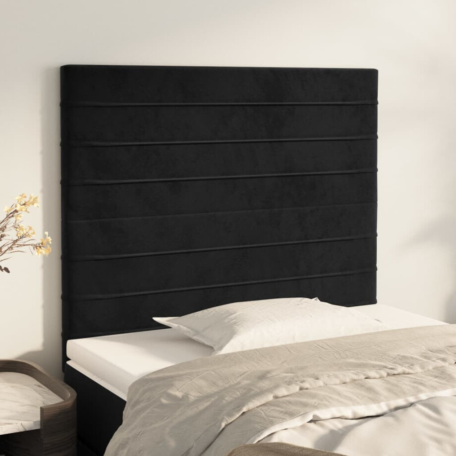 vidaXL Hoofdbord zwart 100x5x118/128 cm fluweel vidaXL Hoofdbord zwart 100x5x118/128 cm fluweel afbeelding 1