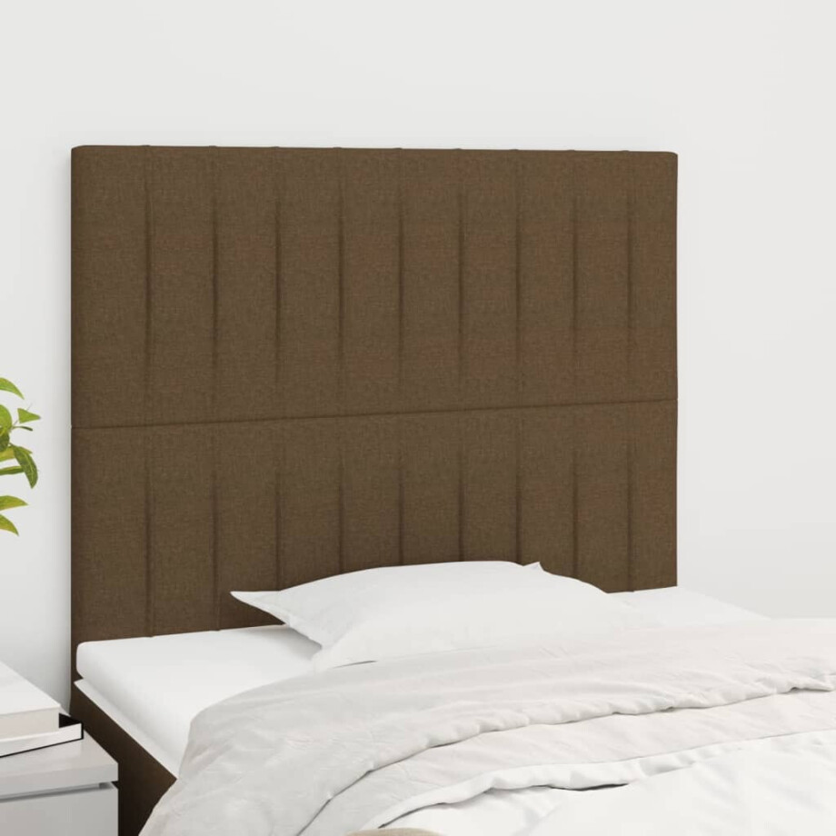 vidaXL Hoofdbord donkerbruin 80x5x118/128 cm stof afbeelding 1