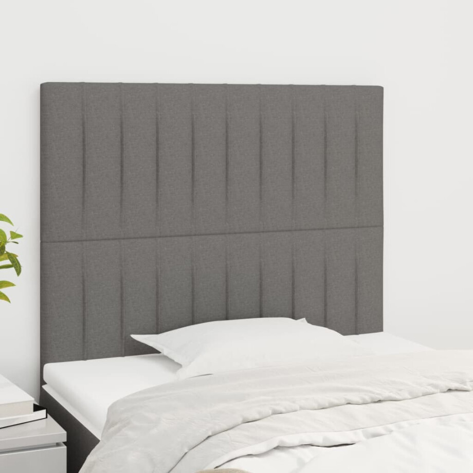 vidaXL Hoofdbord donkergrijs 100x5x118/128 cm Stof afbeelding 1