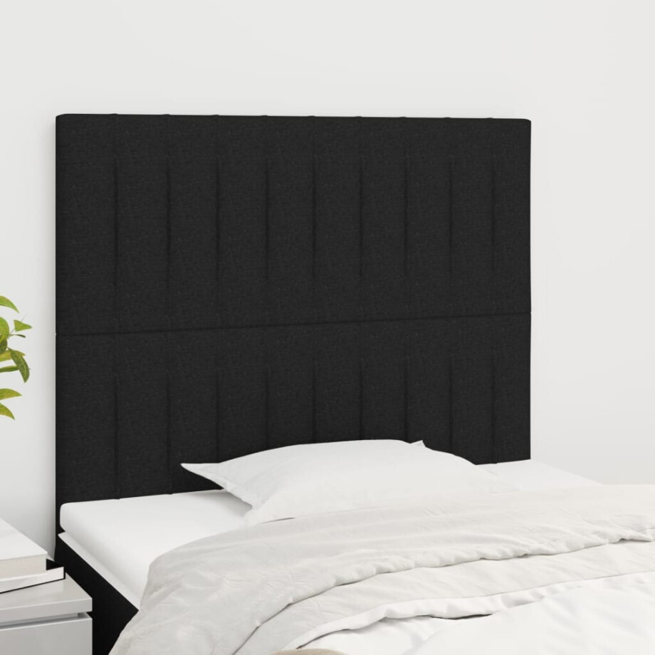 vidaXL Hoofdbord zwart 100x5x118/128 cm stof afbeelding 1