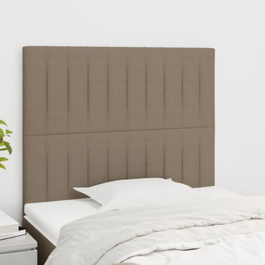 vidaXL Hoofdbord taupe 100x5x118/128 cm Stof afbeelding 1
