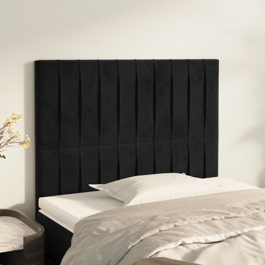 vidaXL Hoofdbord zwart 80x5x118/128 cm fluweel vidaXL Hoofdbord zwart 80x5x118/128 cm fluweel afbeelding 1