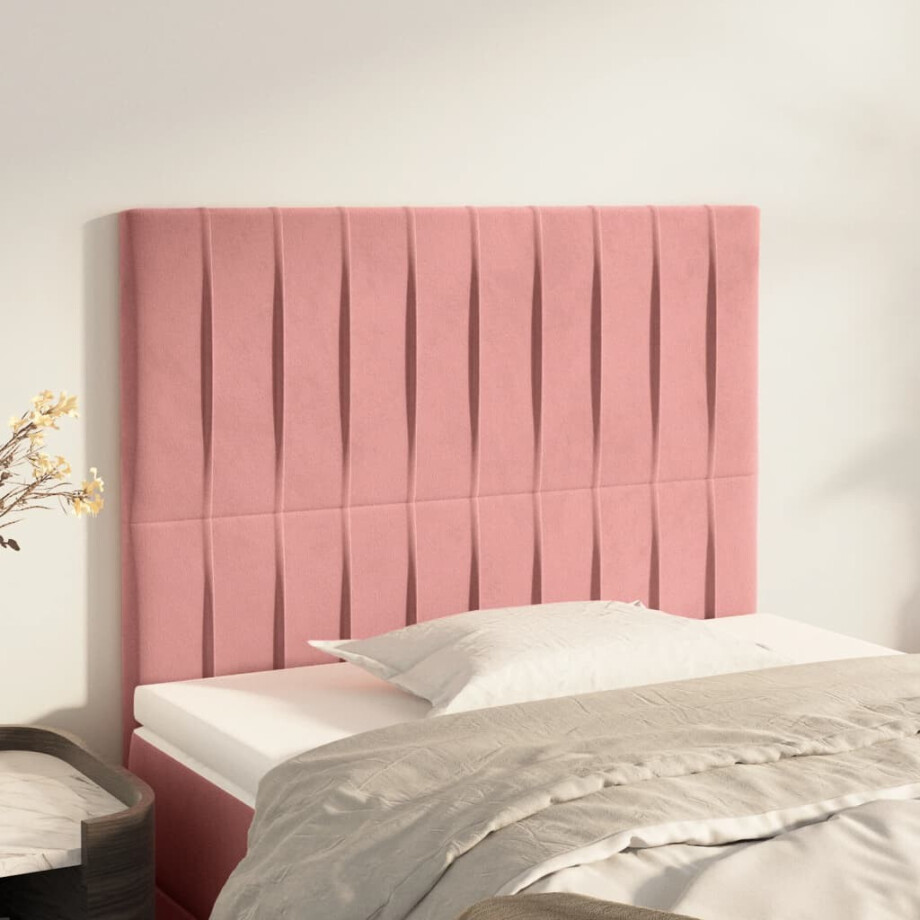 vidaXL Hoofdbord roze 100x5x118/128 cm fluweel vidaXL Hoofdbord roze 100x5x118/128 cm fluweel afbeelding 1