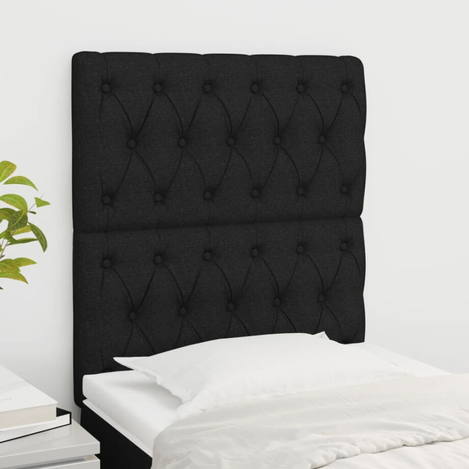 vidaXL Hoofdborden 2 st 80x7x78/88 cm stof zwart vidaXL Hoofdborden 2 st 80x7x78/88 cm stof zwart afbeelding 1
