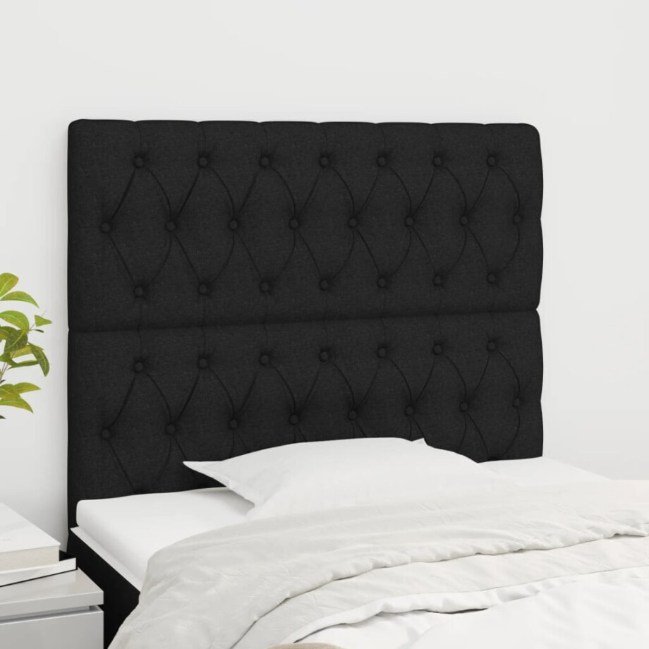 vidaXL Hoofdbord zwart 100x7x118/128 cm Stof afbeelding 1