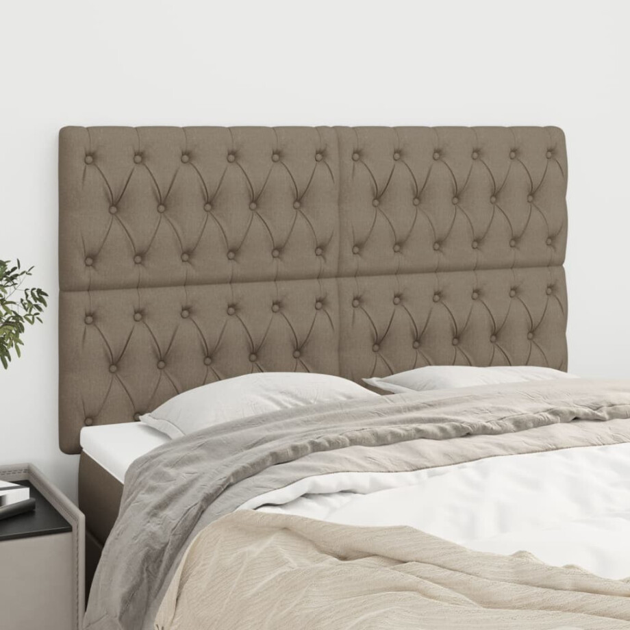 vidaXL Hoofdbord taupe 160x7x118/128 cm Stof vidaXL Hoofdbord taupe 160x7x118/128 cm Stof afbeelding 1