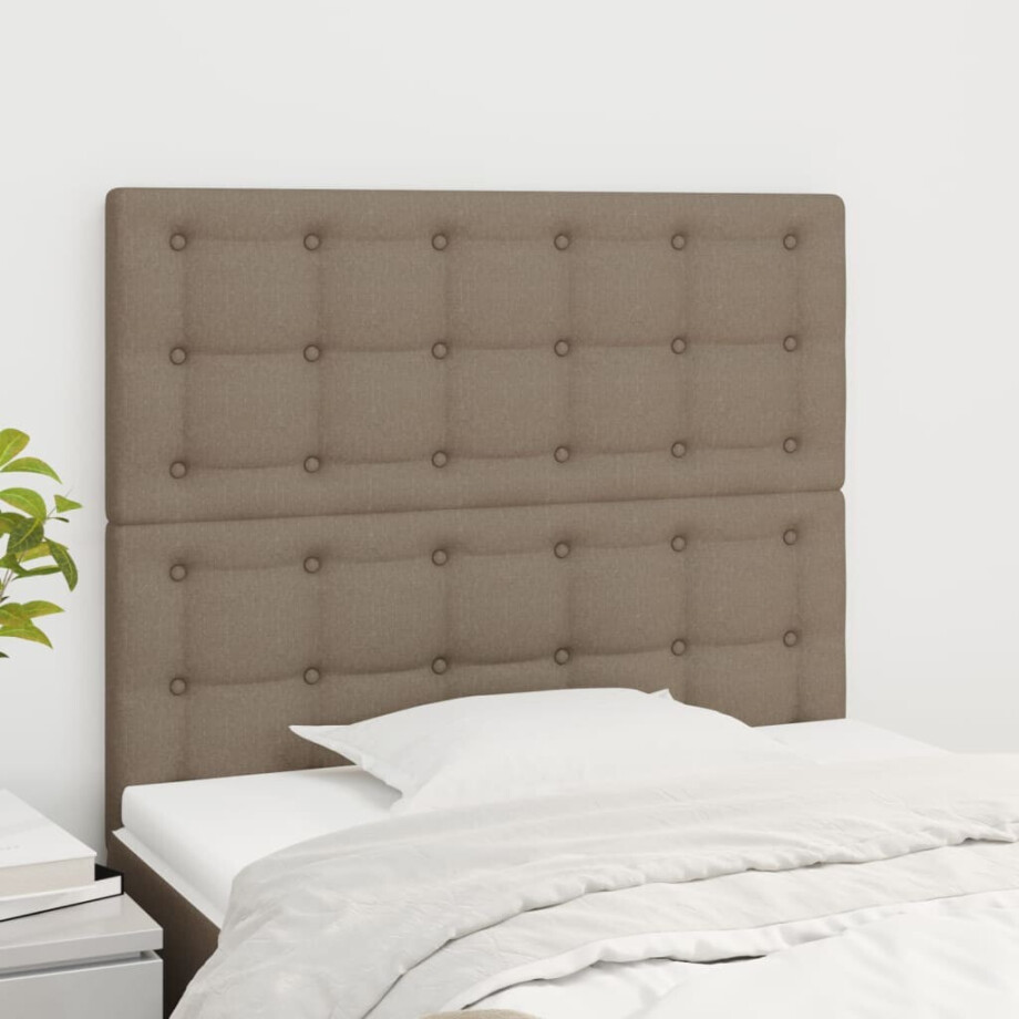 vidaXL Hoofdbord taupe 100x5x118/128 cm Stof afbeelding 1