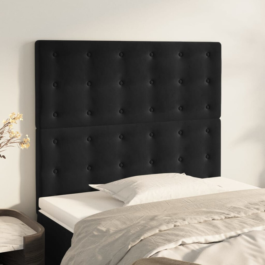 vidaXL Hoofdbord zwart 90x5x118/128 cm fluweel afbeelding 1