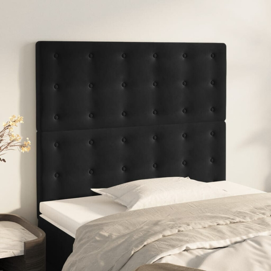 vidaXL Hoofdbord zwart 100x5x118/128 cm fluweel afbeelding 1