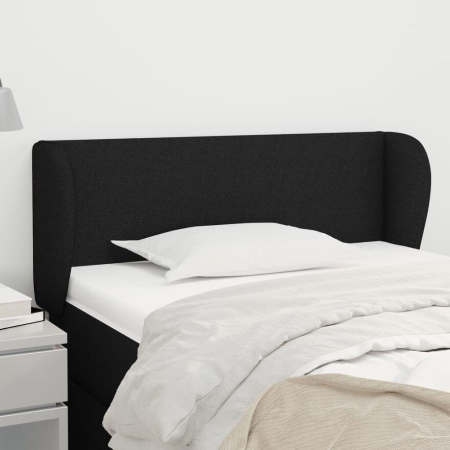 vidaXL Hoofdbord met randen 103x23x78/88 cm stof zwart vidaXL Hoofdbord met randen 103x23x78/88 cm stof zwart afbeelding 1