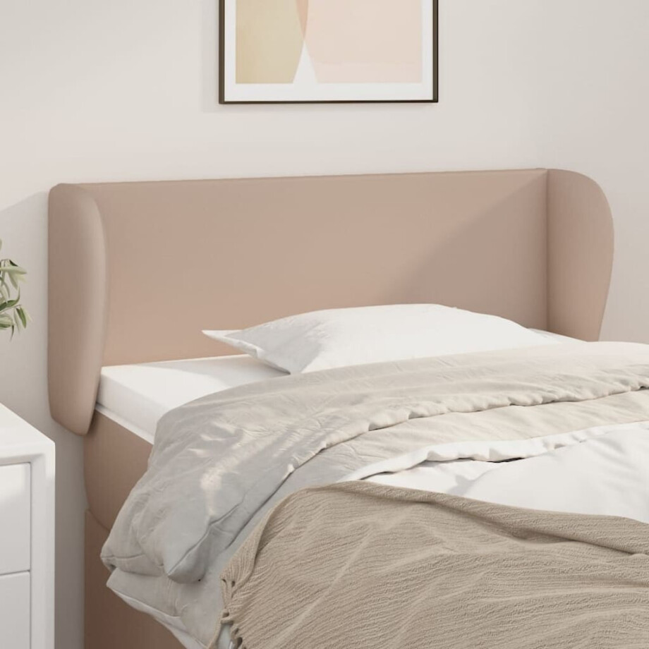 vidaXL Hoofdbord met randen 83x23x78/88 cm kunstleer cappuccinokleur afbeelding 1