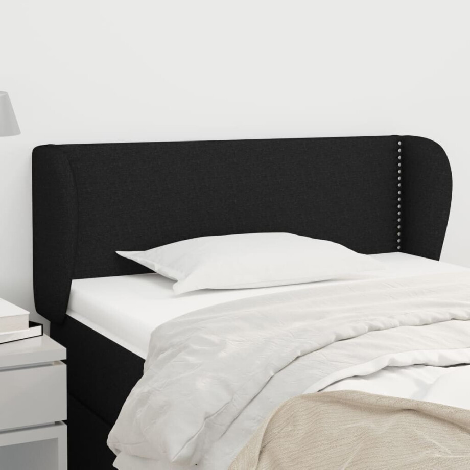 vidaXL Hoofdbord met randen 103x23x78/88 cm stof zwart vidaXL Hoofdbord met randen 103x23x78/88 cm stof zwart afbeelding 1
