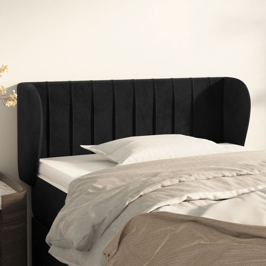 vidaXL Hoofdbord met randen 83x23x78/88 cm fluweel zwart afbeelding 1