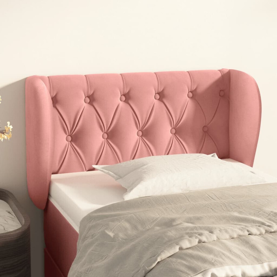 vidaXL Hoofdbord met randen 83x23x78/88 cm fluweel roze afbeelding 1