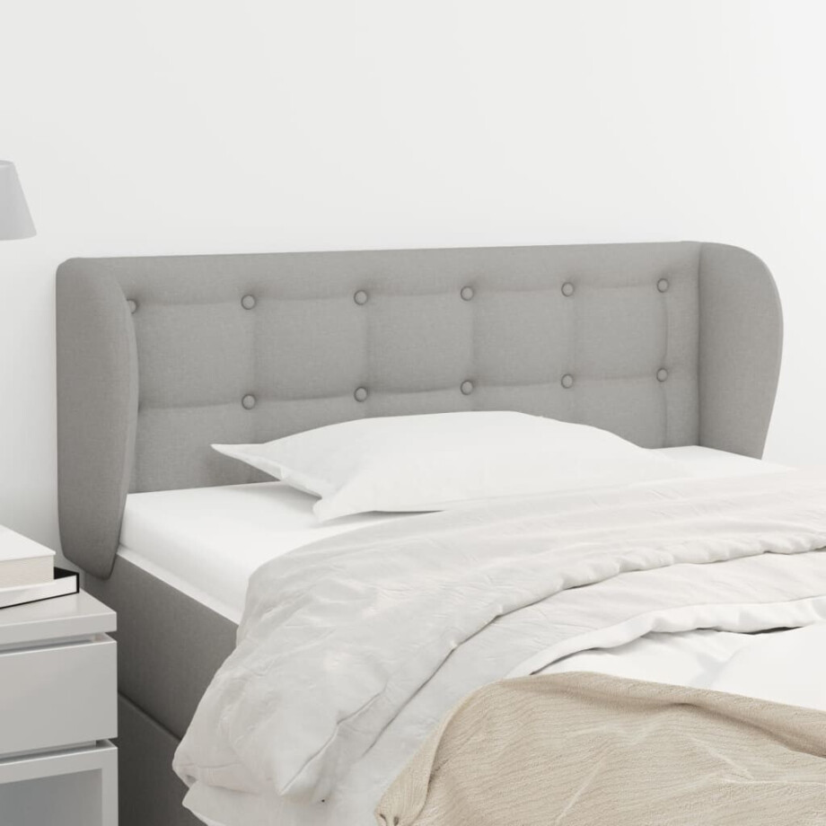 vidaXL Hoofdbord met randen 83x23x78/88 cm stof lichtgrijs afbeelding 1