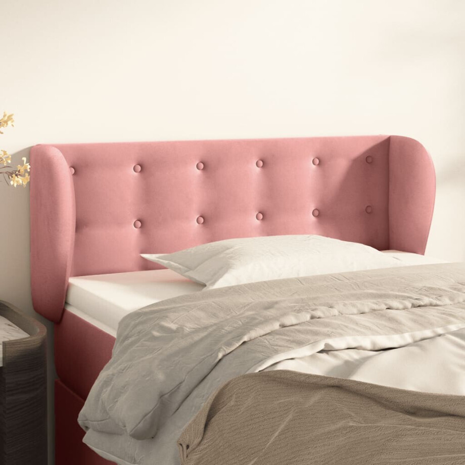 vidaXL Hoofdbord met randen 83x23x78/88 cm fluweel roze afbeelding 1