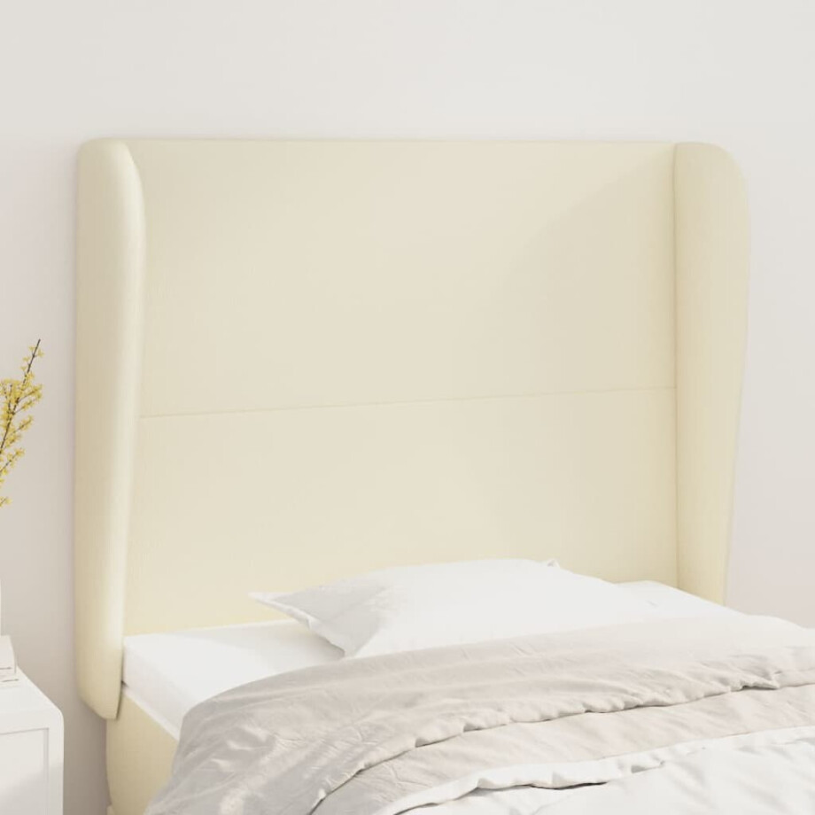 vidaXL Hoofdbord met randen 83x23x118/128 cm kunstleer crèmekleurig vidaXL Hoofdbord met randen 83x23x118/128 cm kunstleer crèmekleurig afbeelding 1