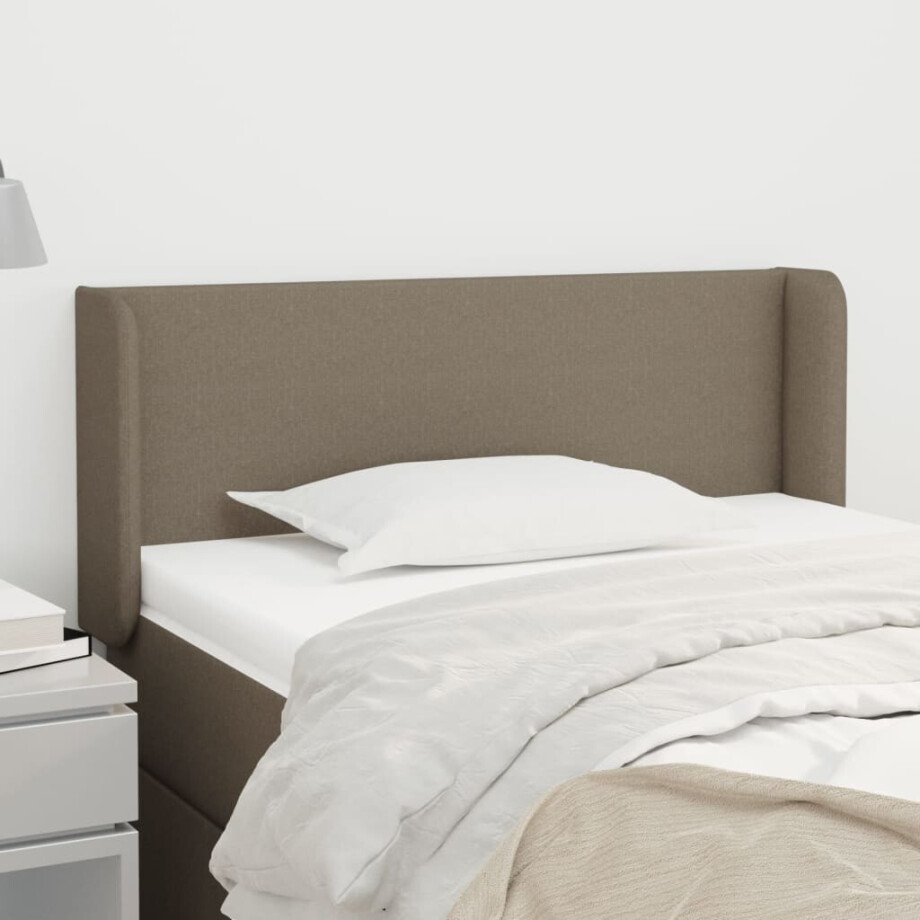 vidaXL Hoofdbord met randen 103x16x78/88 cm stof taupe vidaXL Hoofdbord met randen 103x16x78/88 cm stof taupe afbeelding 1