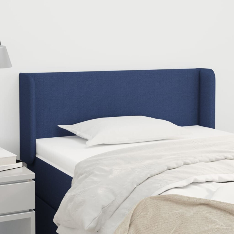 vidaXL Hoofdbord met randen 103x16x78/88 cm stof blauw afbeelding 1