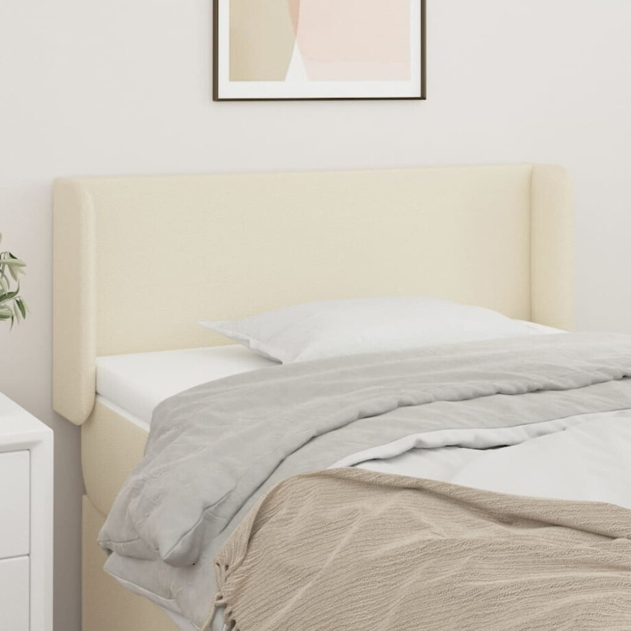 vidaXL Hoofdbord met randen 103x16x78/88 cm kunstleer crèmekleurig afbeelding 1