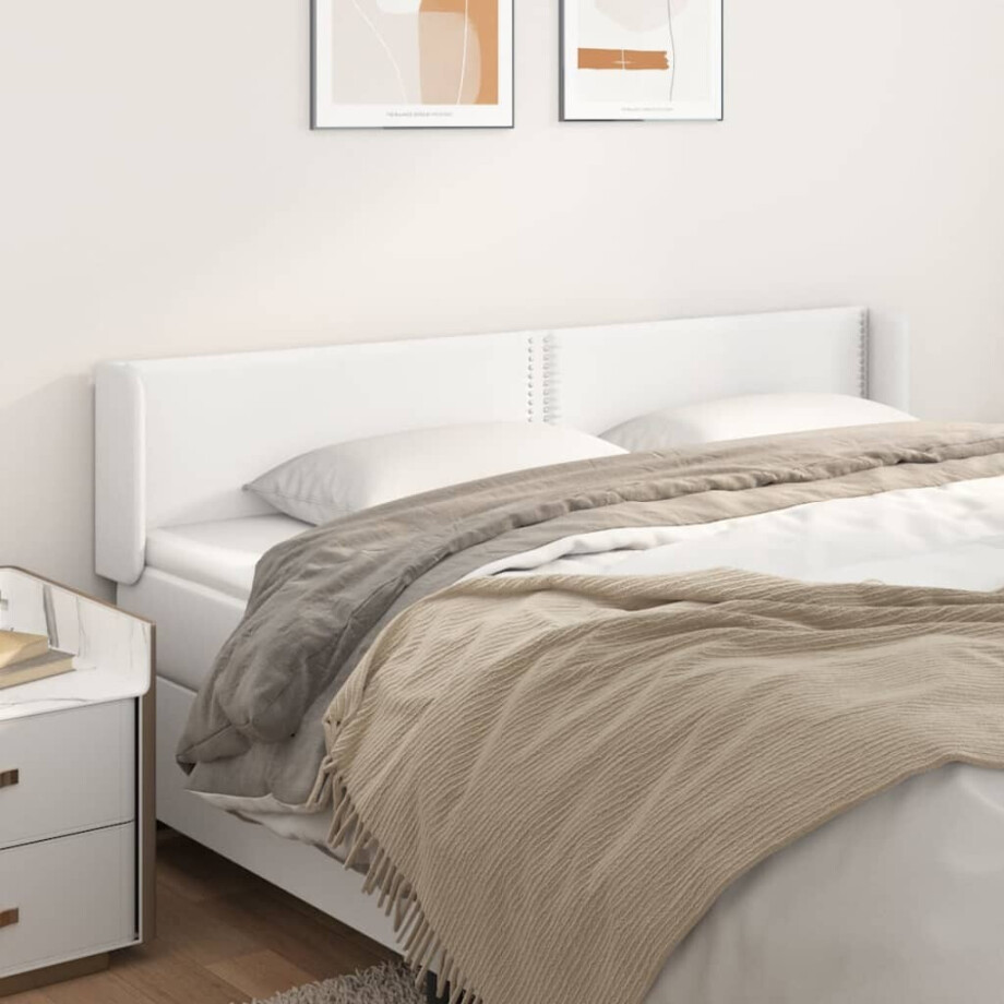 vidaXL Hoofdbord met randen 163x16x78/88 cm kunstleer wit afbeelding 1