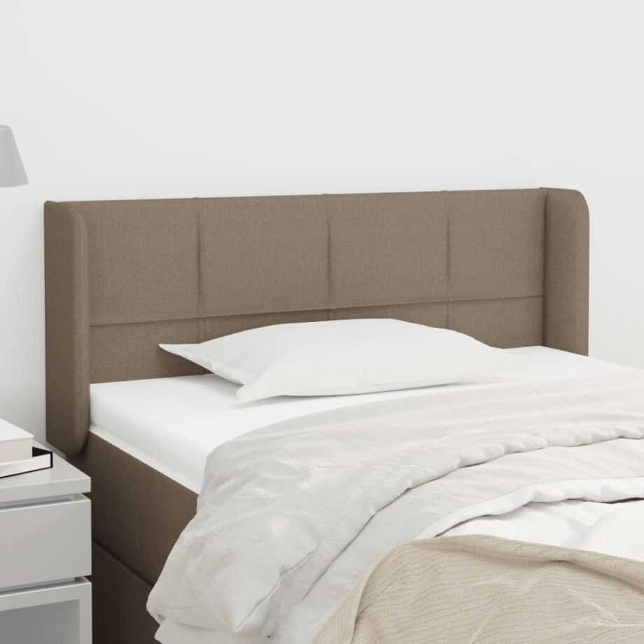 vidaXL Hoofdbord met randen 103x16x78/88 cm stof taupe vidaXL Hoofdbord met randen 103x16x78/88 cm stof taupe afbeelding 1