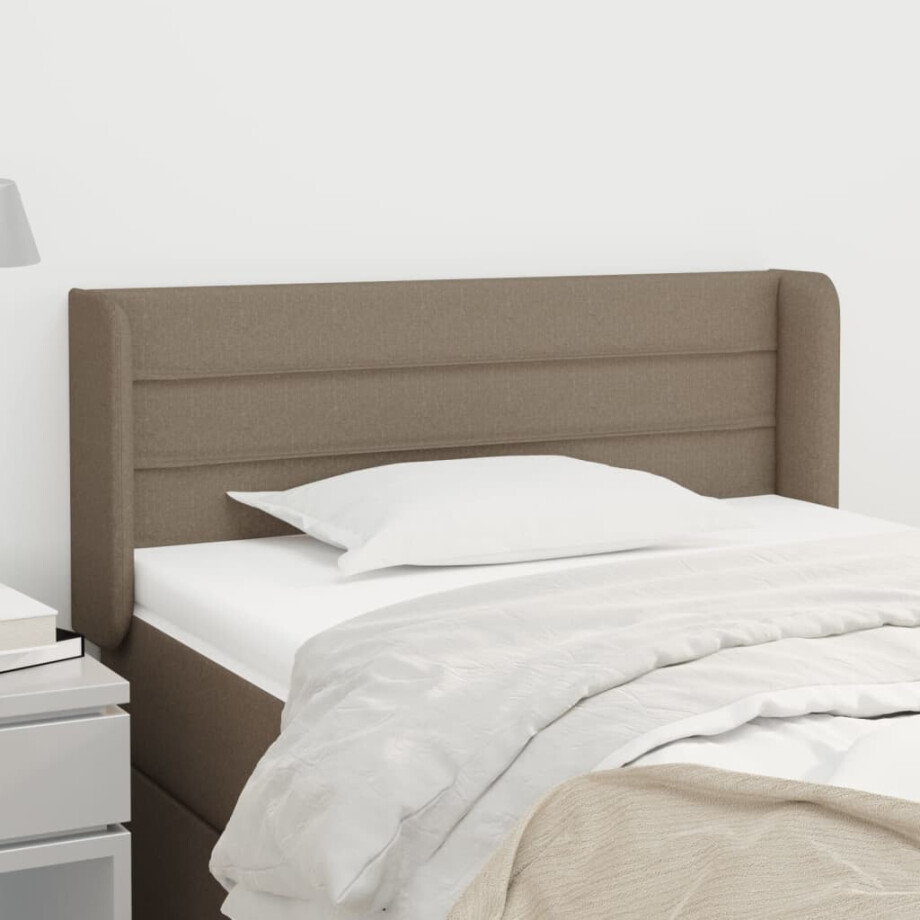 vidaXL Hoofdbord met randen 103x16x78/88 cm stof taupe vidaXL Hoofdbord met randen 103x16x78/88 cm stof taupe afbeelding 1