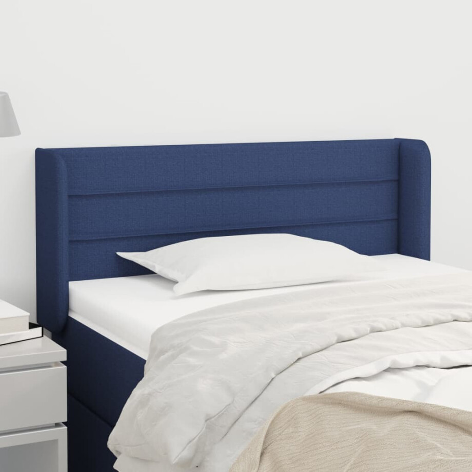 vidaXL Hoofdbord met randen 103x16x78/88 cm stof blauw afbeelding 1