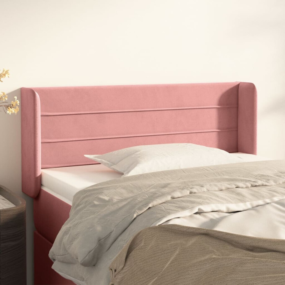 vidaXL Hoofdbord met randen 83x16x78/88 cm fluweel roze afbeelding 1