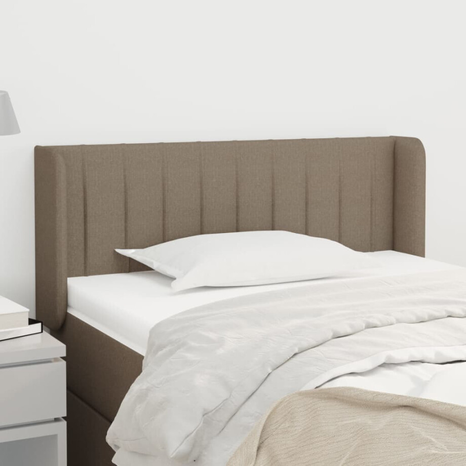 vidaXL Hoofdbord met randen 103x16x78/88 cm stof taupe vidaXL Hoofdbord met randen 103x16x78/88 cm stof taupe afbeelding 1