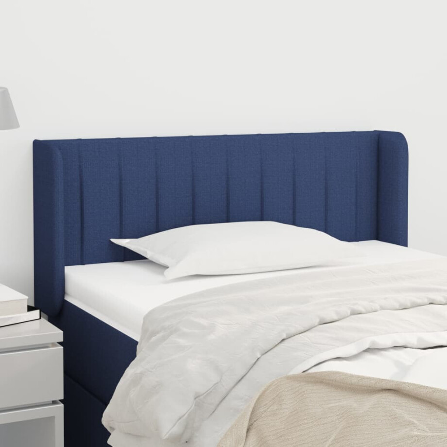vidaXL Hoofdbord met randen 103x16x78/88 cm stof blauw vidaXL Hoofdbord met randen 103x16x78/88 cm stof blauw afbeelding 1