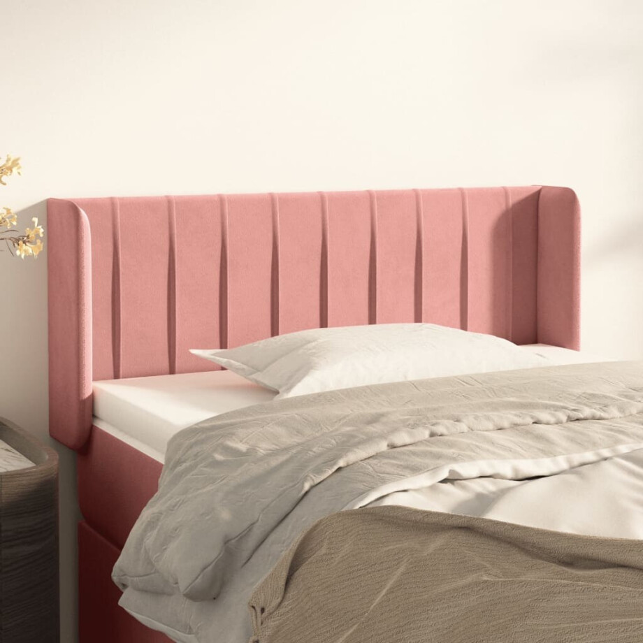 vidaXL Hoofdbord met randen 83x16x78/88 cm fluweel roze afbeelding 1