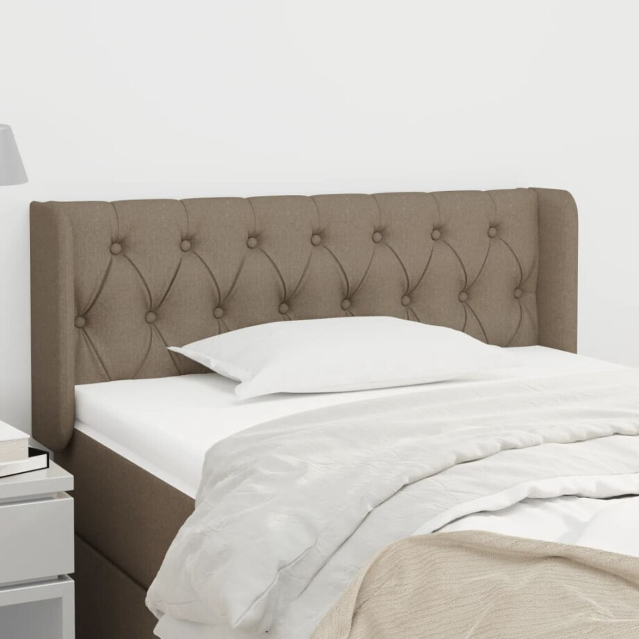vidaXL Hoofdbord met randen 103x16x78/88 cm stof taupe vidaXL Hoofdbord met randen 103x16x78/88 cm stof taupe afbeelding 1