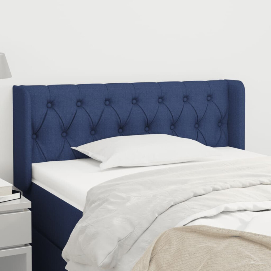 vidaXL Hoofdbord met randen 103x16x78/88 cm stof blauw vidaXL Hoofdbord met randen 103x16x78/88 cm stof blauw afbeelding 1