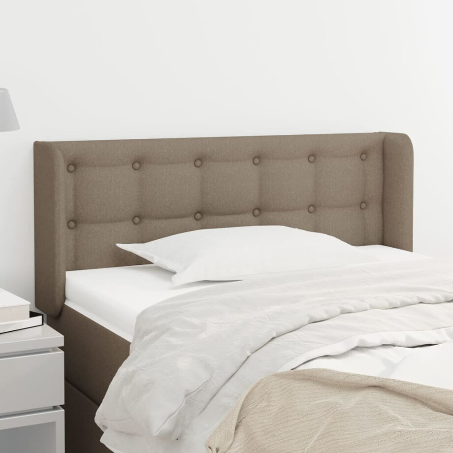 vidaXL Hoofdbord met randen 93x16x78/88 cm stof taupe afbeelding 1
