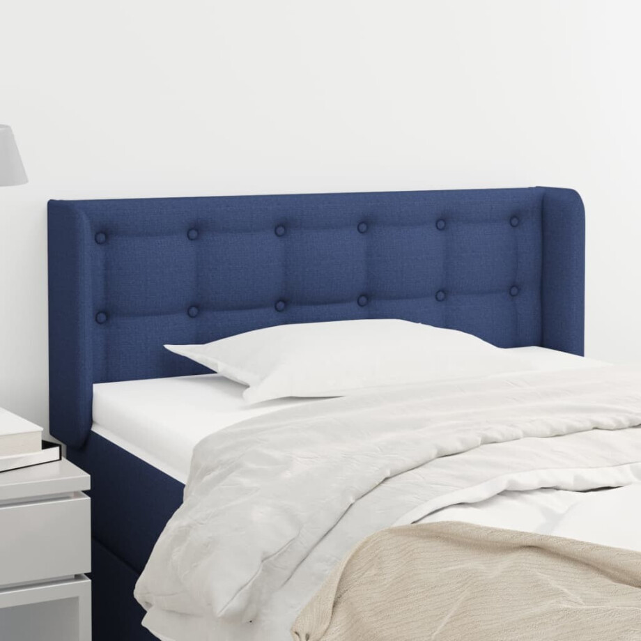 vidaXL Hoofdbord met randen 103x16x78/88 cm stof blauw afbeelding 1