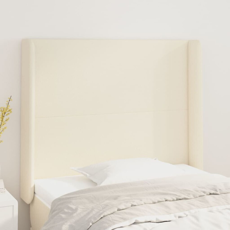 vidaXL Hoofdbord met randen 83x16x118/128 cm kunstleer crèmekleurig afbeelding 1