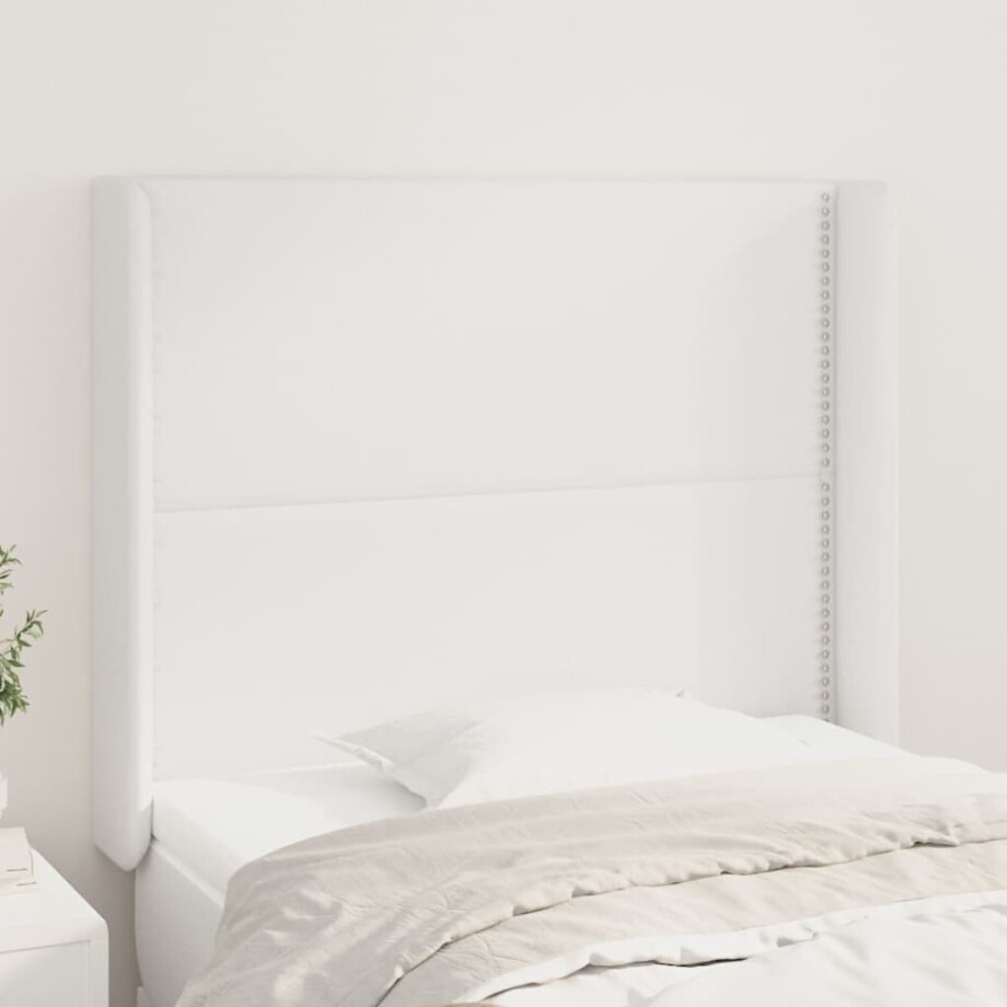 vidaXL Hoofdbord met randen 83x16x118/128 cm kunstleer wit afbeelding 1