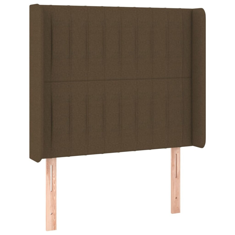 vidaXL Hoofdbord met randen 83x16x118/128 cm stof donkerbruin vidaXL Hoofdbord met randen 83x16x118/128 cm stof donkerbruin afbeelding 1