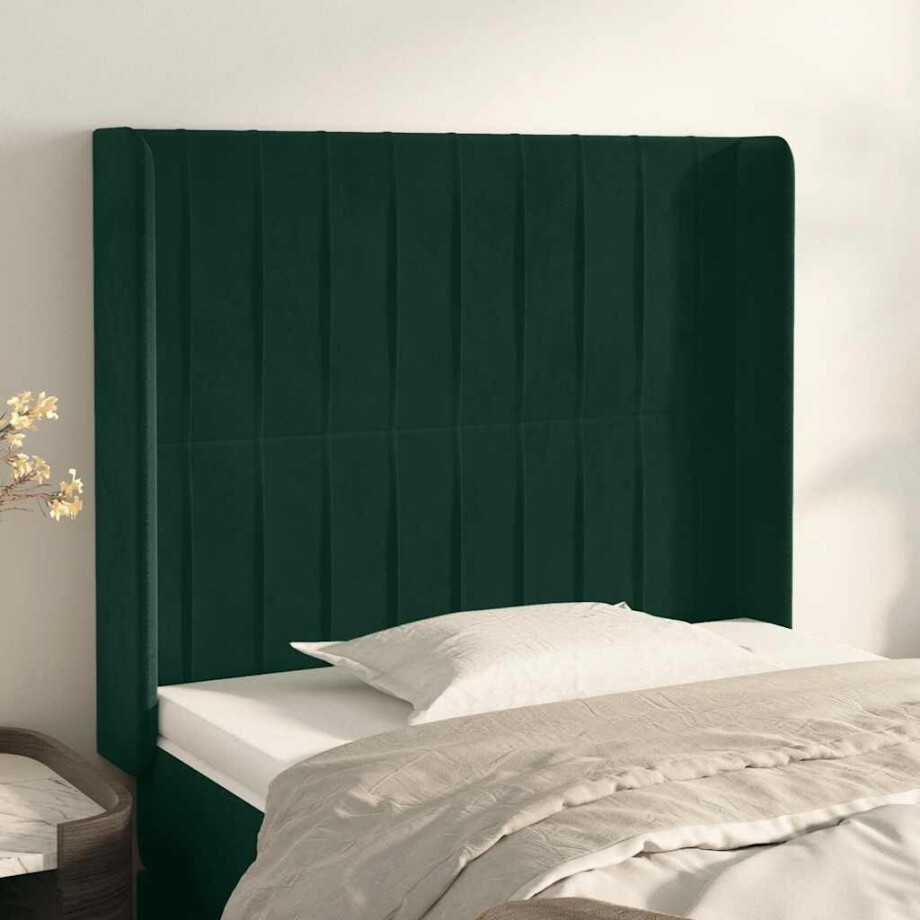 vidaXL Hoofdbord met randen 83x16x118/128 cm fluweel groen vidaXL Hoofdbord met randen 83x16x118/128 cm fluweel groen afbeelding 1