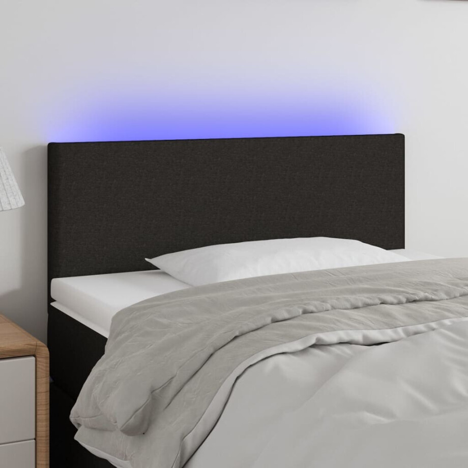vidaXL Hoofdbord LED 80x5x78/88 cm stof zwart afbeelding 1