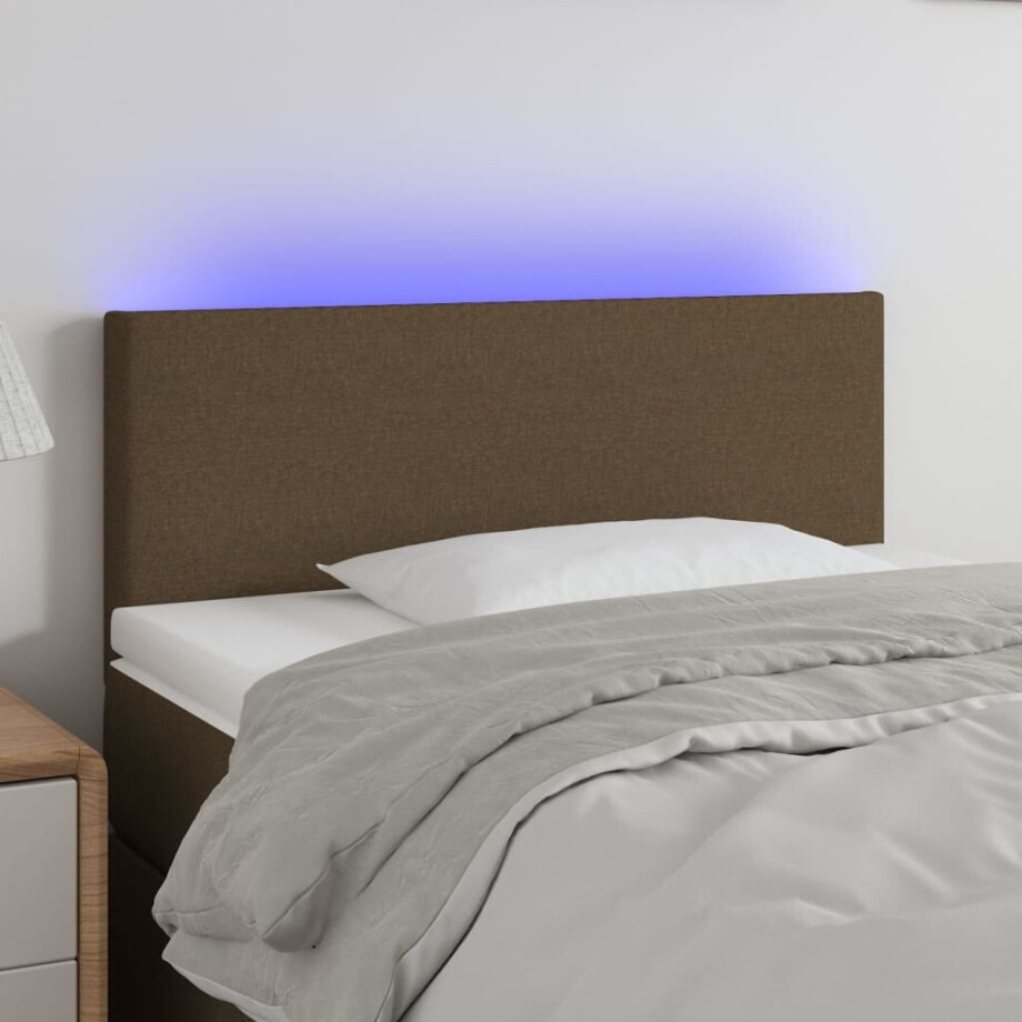 vidaXL Hoofdbord LED 80x5x78/88 cm stof donkerbruin afbeelding 1
