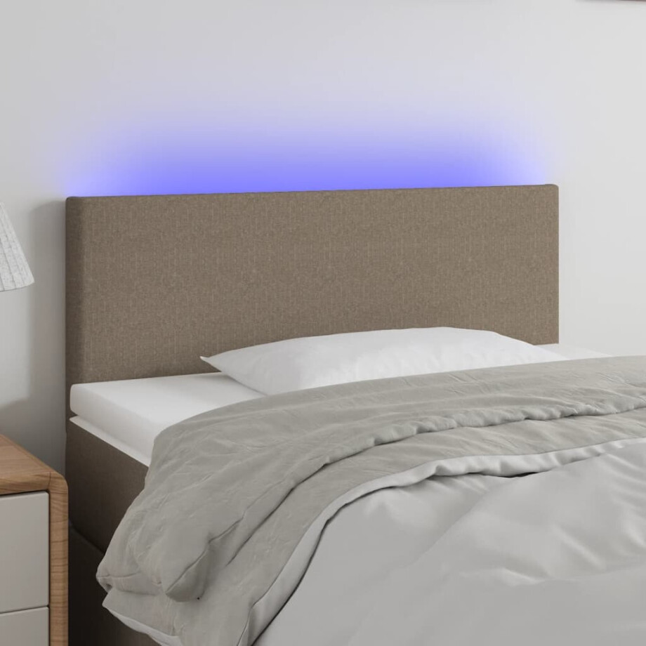 vidaXL Hoofdbord LED 80x5x78/88 cm stof taupe afbeelding 1