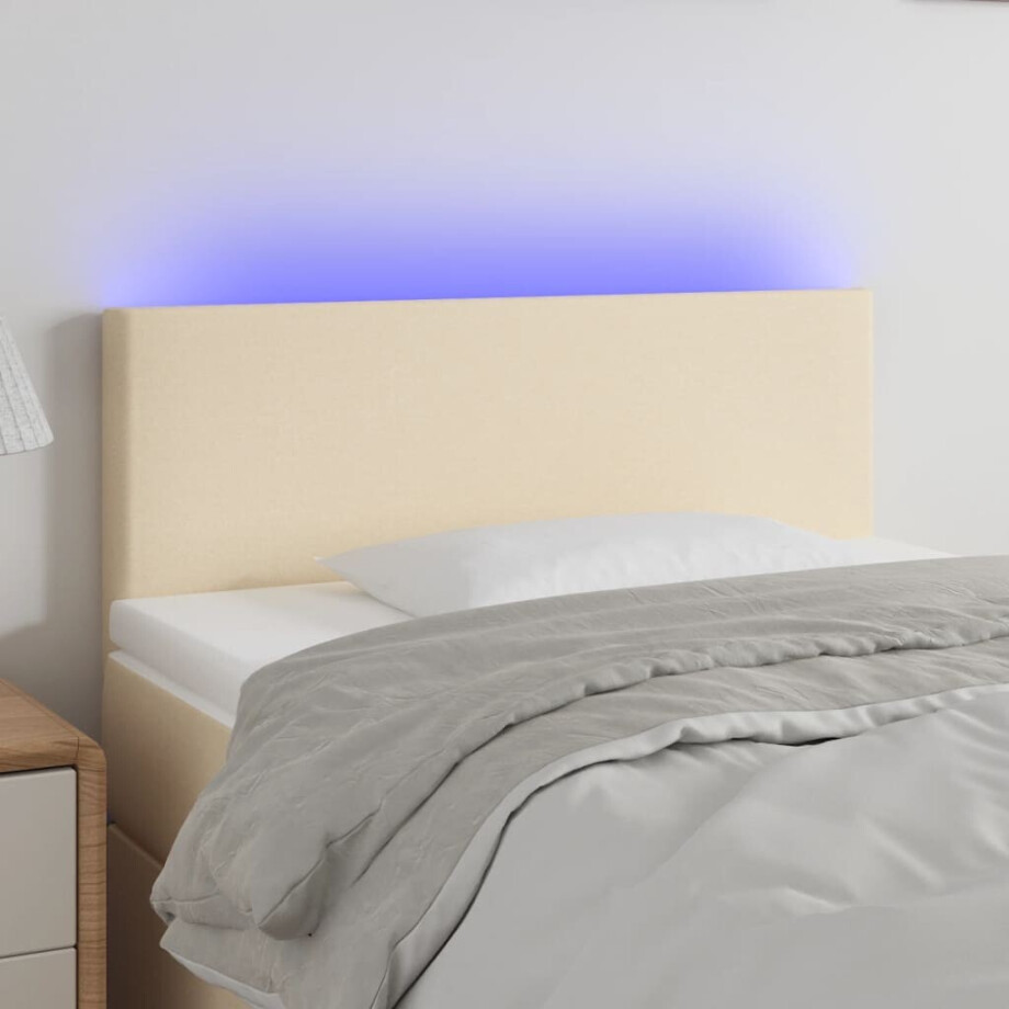 vidaXL Hoofdbord LED 80x5x78/88 cm stof crèmekleurig vidaXL Hoofdbord LED 80x5x78/88 cm stof crèmekleurig afbeelding 1