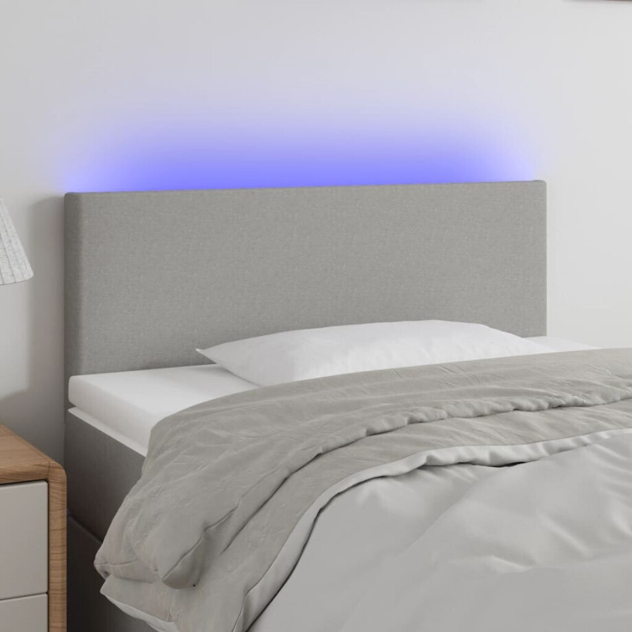 vidaXL Hoofdbord LED 100x5x78/88 cm stof lichtgrijs vidaXL Hoofdbord LED 100x5x78/88 cm stof lichtgrijs afbeelding 1