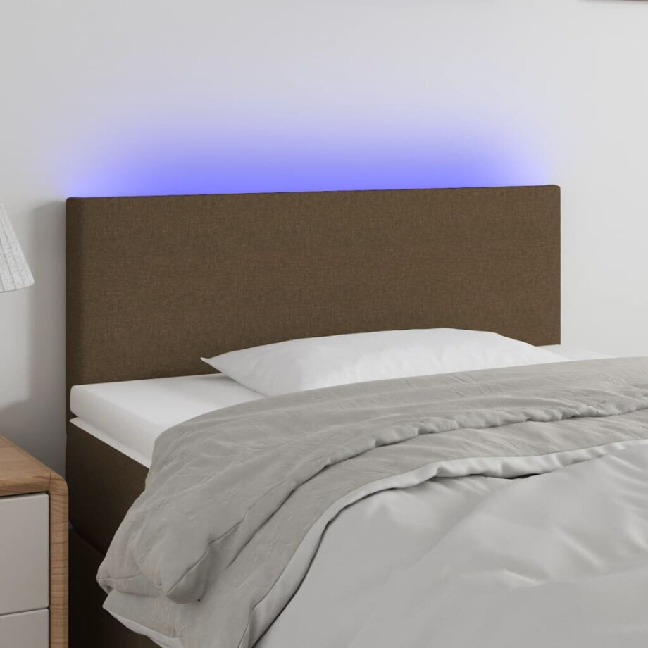 vidaXL Hoofdbord LED 100x5x78/88 cm stof donkerbruin afbeelding 1