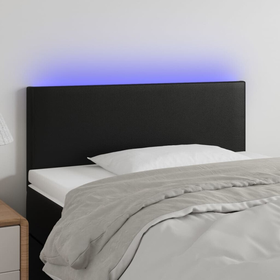 vidaXL Hoofdbord LED 90x5x78/88 cm kunstleer zwart vidaXL Hoofdbord LED 90x5x78/88 cm kunstleer zwart afbeelding 1